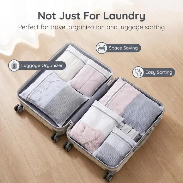 Alt view image 6 of 7 - 6-Pack Honeycomb Zipper Laundry Bags, Durable Mesh Wash Bags for Delicates, Home Dorm Travel Use