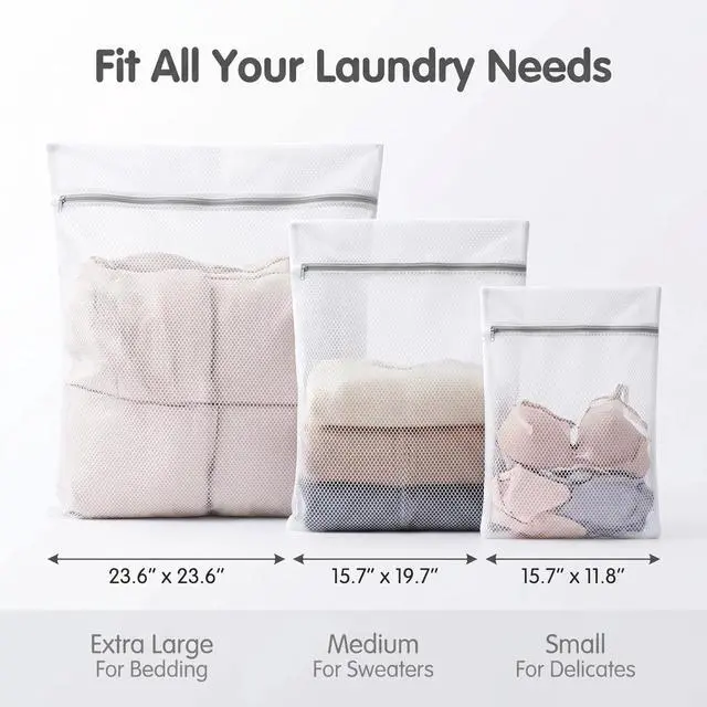Alt view image 2 of 7 - 6-Pack Honeycomb Zipper Laundry Bags, Durable Mesh Wash Bags for Delicates, Home Dorm Travel Use