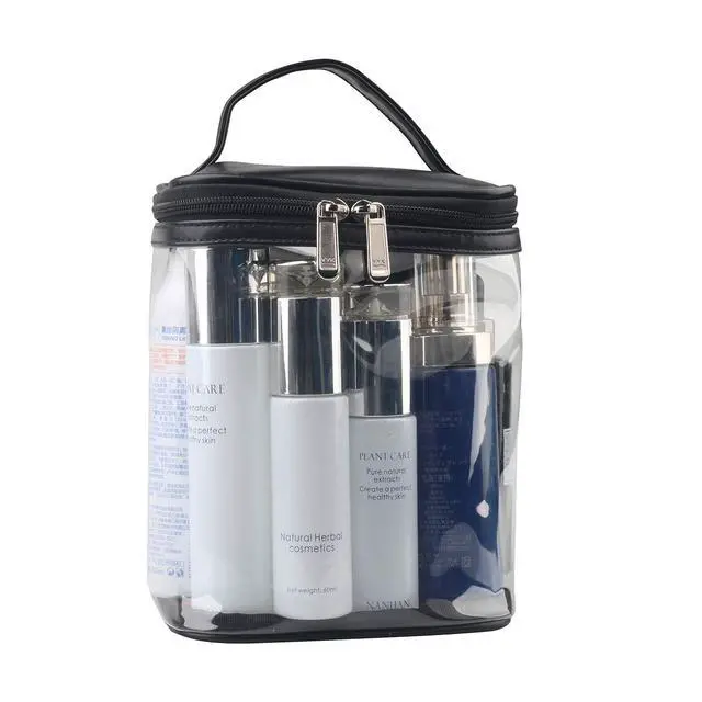 Alt view image 3 of 6 - Premium Clear Makeup Bag with Inner Pocket, Transparent Cosmetic Pouch for Travel or Everyday Use, Waterproof Beach Bag for Sunscreen Skincare (Black)