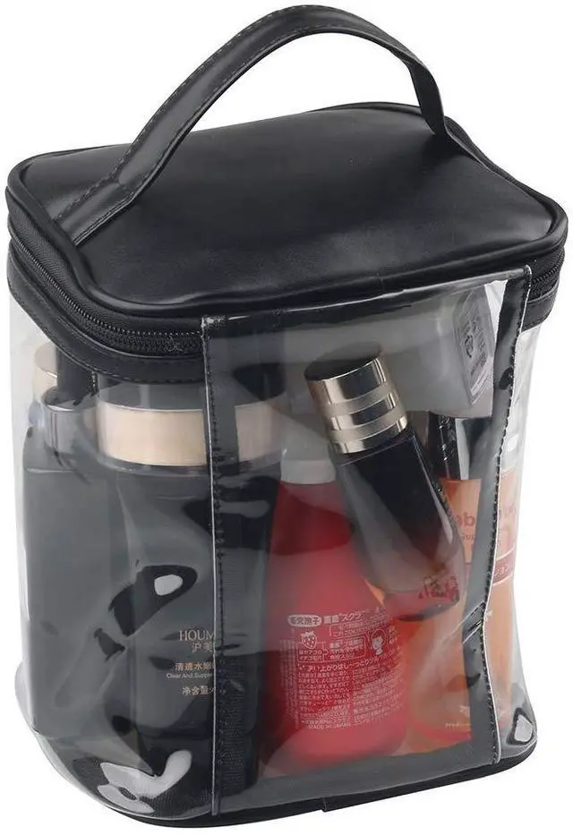 Alt view image 4 of 6 - Premium Clear Makeup Bag with Inner Pocket, Transparent Cosmetic Pouch for Travel or Everyday Use, Waterproof Beach Bag for Sunscreen Skincare (Black)