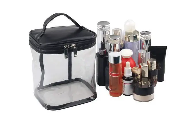 Alt view image 5 of 6 - Premium Clear Makeup Bag with Inner Pocket, Transparent Cosmetic Pouch for Travel or Everyday Use, Waterproof Beach Bag for Sunscreen Skincare (Black)