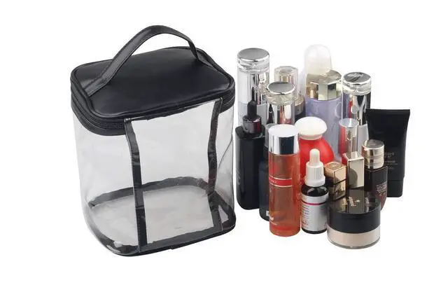 Alt view image 6 of 6 - Premium Clear Makeup Bag with Inner Pocket, Transparent Cosmetic Pouch for Travel or Everyday Use, Waterproof Beach Bag for Sunscreen Skincare (Black)