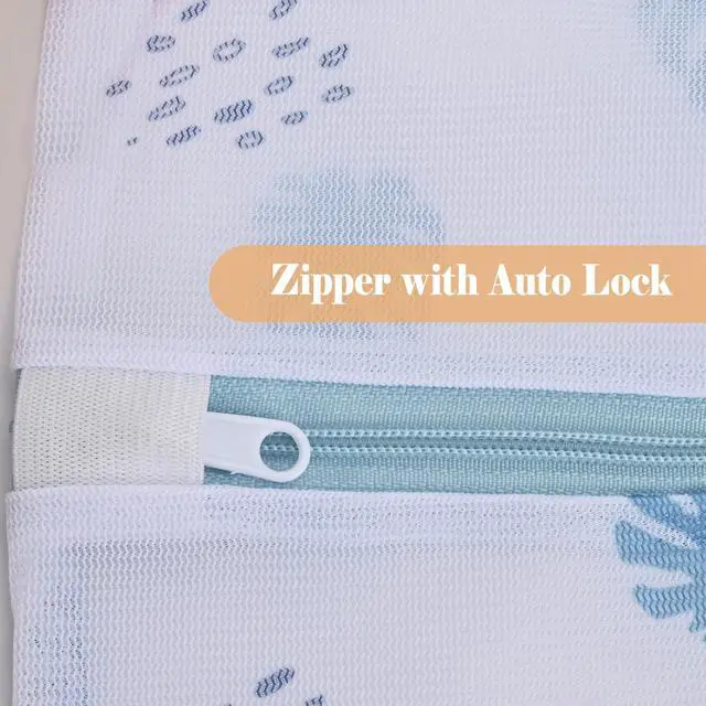 Alt view image 4 of 7 - Durable Mesh Zipper Laundry Bags Machine Wash, 5-Piece Leaves Print | For Delicates Blouse Hosiery Baby Clothes, Travel Organization Bag