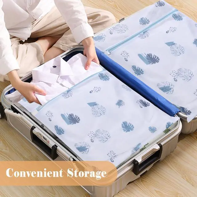 Alt view image 6 of 7 - Durable Mesh Zipper Laundry Bags Machine Wash, 5-Piece Leaves Print | For Delicates Blouse Hosiery Baby Clothes, Travel Organization Bag
