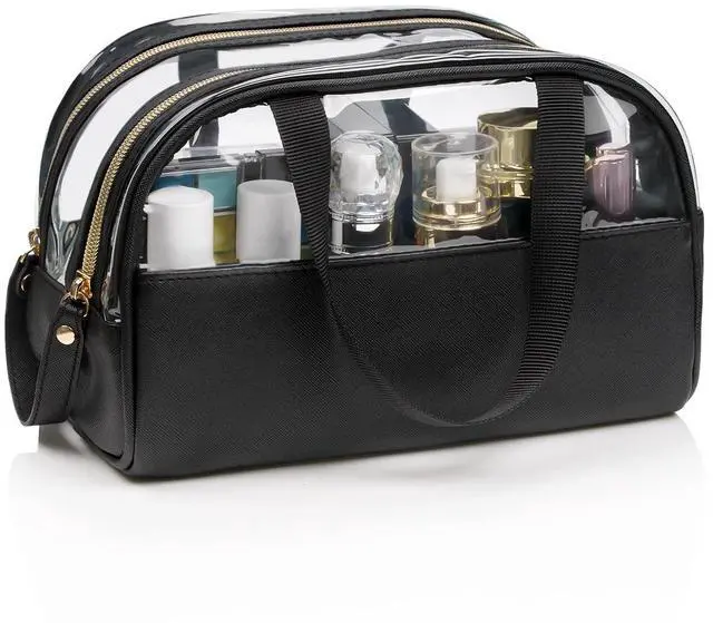 Main image of Clear Makeup Bag, Large Opening TSA Approved Toiletry Bag Portable Cosmetic Bag for Women Tote Bag Waterproof Travel Makeup Bag Organizer