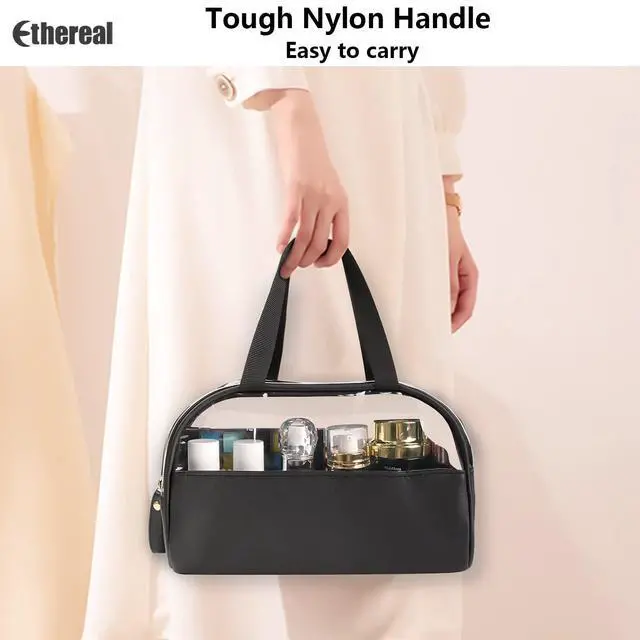 Alt view image 7 of 7 - Clear Makeup Bag, Large Opening TSA Approved Toiletry Bag Portable Cosmetic Bag for Women Tote Bag Waterproof Travel Makeup Bag Organizer
