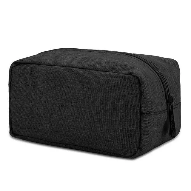 Alt view image 2 of 6 - Makeup Bag,Medium Travel Make up Pouch for Purse,Zipper Cosmetic Brush Skin Care Case for Women Man,Toiletry Bags,Tech Electronic Organizer,Small Canvas Storage for Personal Items,Black