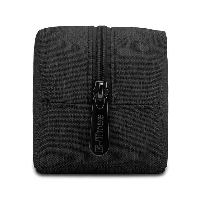Alt view image 4 of 6 - Makeup Bag,Medium Travel Make up Pouch for Purse,Zipper Cosmetic Brush Skin Care Case for Women Man,Toiletry Bags,Tech Electronic Organizer,Small Canvas Storage for Personal Items,Black