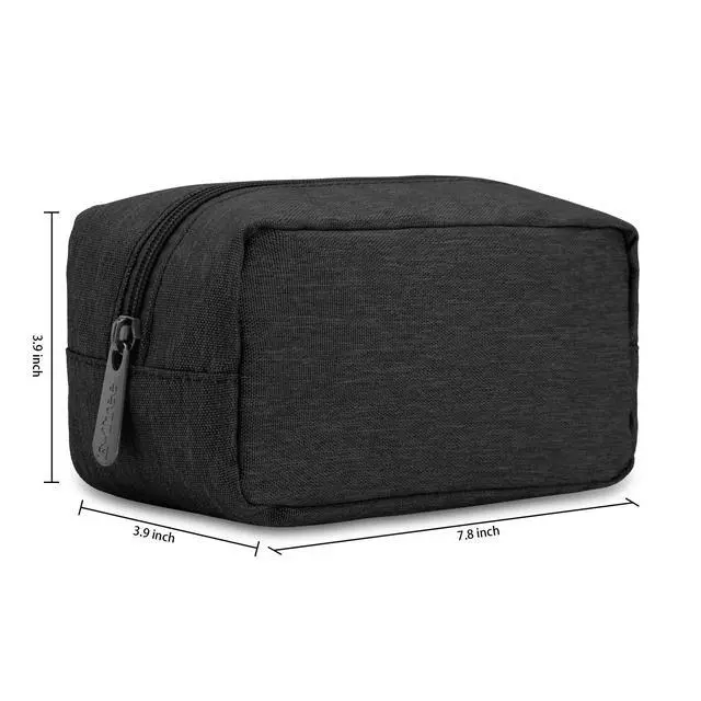 Alt view image 5 of 6 - Makeup Bag,Medium Travel Make up Pouch for Purse,Zipper Cosmetic Brush Skin Care Case for Women Man,Toiletry Bags,Tech Electronic Organizer,Small Canvas Storage for Personal Items,Black