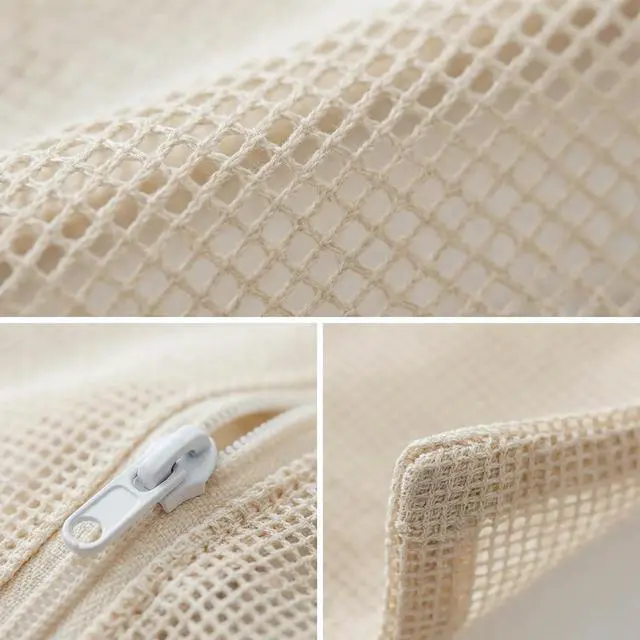 Alt view image 5 of 7 - 4-Piece 100% Cotton Mesh Laundry Bags, Premium Soft No-Dye Natural Delicate Bags with Sturdy Zippers, Breathable for Underwear, Socks, Clothes & Pants