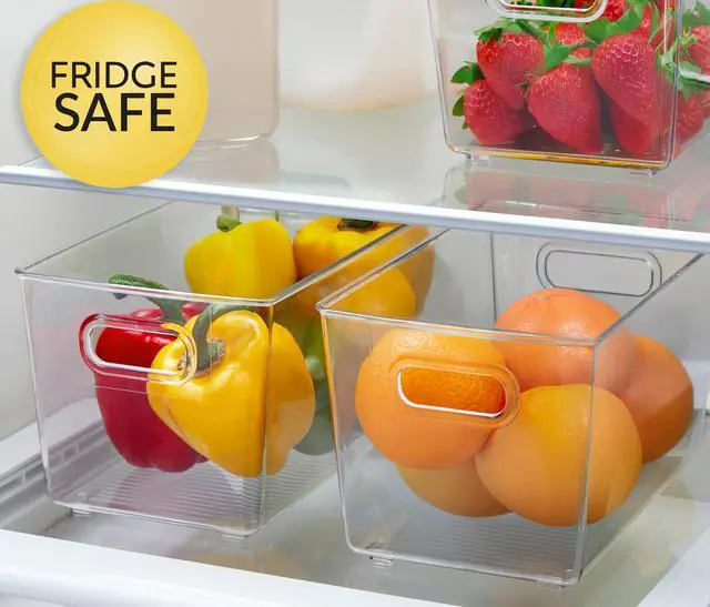 Alt view image 6 of 7 - Set of 4 Clear Plastic Storage Bins With Handles, Containers To Organize Pantry, Fridge, Cabinet, Kitchen, Countertop, Closet, Cupboard, Home Organization and Storage
