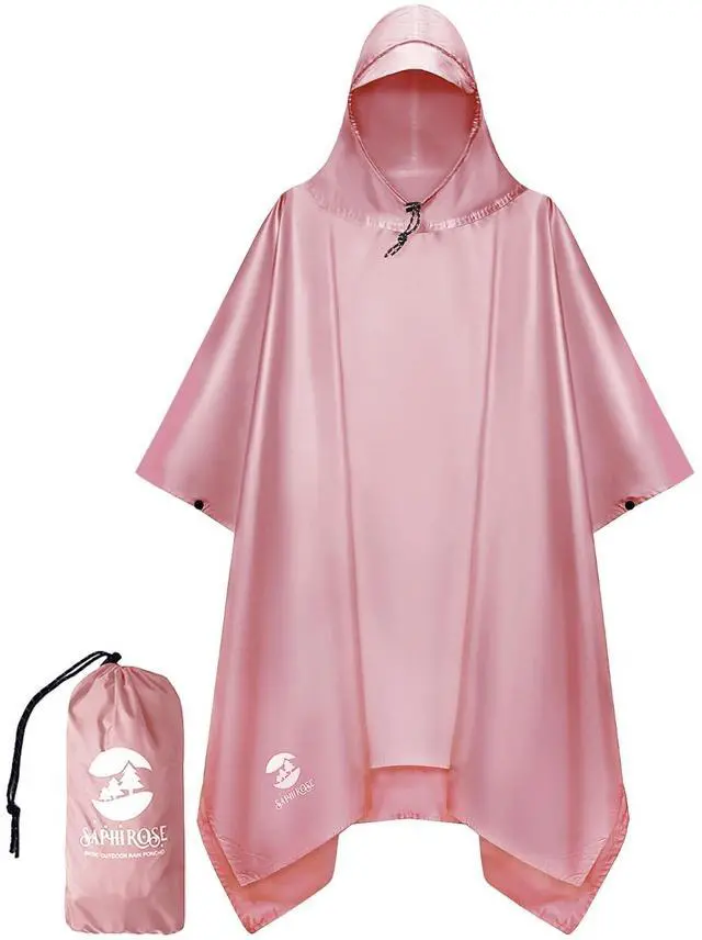 Main image of Adult Rain Poncho Waterproof Hooded Raincoat Lightweight Packable | OEKO-TEX Certified 100% Polyester, PU 5000MM Waterproof, Heat-Sealed Seams, 8.5 oz Ultralight, Below-the-Knee Coverage