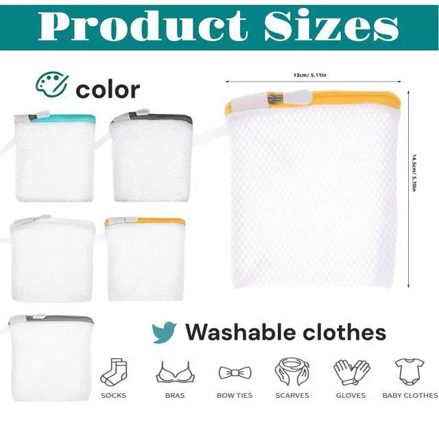 Alt view image 6 of 7 - 6pcs Laundry Bag Mesh Wash Bag Mini Washing Machine Underwear Washing Bag Zipper Wash Bags Protecting Wash Bag Foldable Laundry Pouch for Home Travel Laundry Room Bag Bra