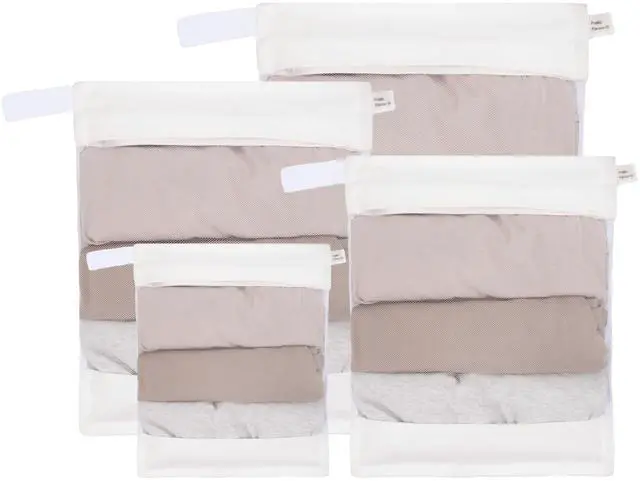 Main image of Laundry Bags, Set of 4, XXL, XL, L, M, with Hidden Zipper | Mesh Laundry Bags for Delicates, Dye-Free Natural Wash Bags for Lingerie & Sensitive Fabrics