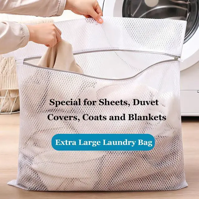 Alt view image 2 of 7 - Mesh Laundry Bags for Delicates, 24 x 24 Inches | Honeycomb Mesh Bags for Washing Machine, Reusable, Durable Zipper, For Pillows Sheets Sweaters Jeans Jackets Blankets