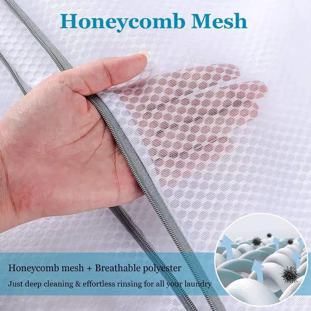 Alt view image 3 of 7 - Mesh Laundry Bags for Delicates, 24 x 24 Inches | Honeycomb Mesh Bags for Washing Machine, Reusable, Durable Zipper, For Pillows Sheets Sweaters Jeans Jackets Blankets