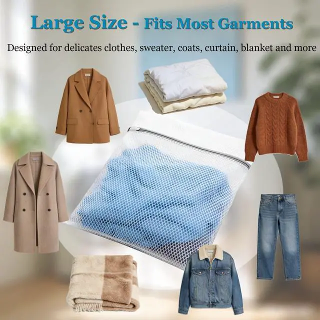 Alt view image 5 of 7 - Mesh Laundry Bags for Delicates, 24 x 24 Inches | Honeycomb Mesh Bags for Washing Machine, Reusable, Durable Zipper, For Pillows Sheets Sweaters Jeans Jackets Blankets