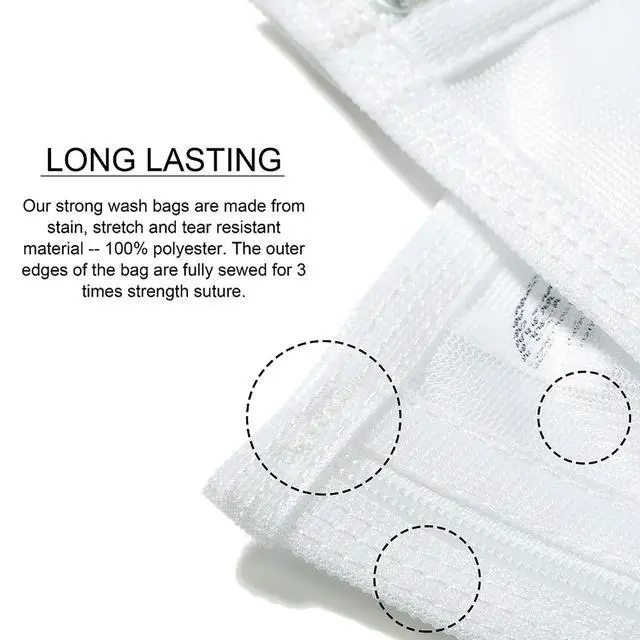 Alt view image 5 of 7 - Delicates Laundry Bags, Bra Fine Mesh Wash Bag for Underwear, Lingerie, Bra, Pantyhose, Socks, Use YKK Zipper, Have Hanger Loops, (White, 3 Large)