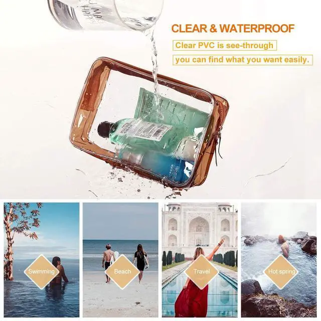 Alt view image 5 of 7 - Makeup Bags, 4pcs Cosmetic Makeup Bags Set TSA Approved Transparent Travel Toiletry Bag Waterproof Leakproof Carry On Airport Cosmetic Organizer Pouch with Zipper for Women Men