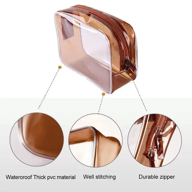 Alt view image 6 of 7 - Makeup Bags, 4pcs Cosmetic Makeup Bags Set TSA Approved Transparent Travel Toiletry Bag Waterproof Leakproof Carry On Airport Cosmetic Organizer Pouch with Zipper for Women Men