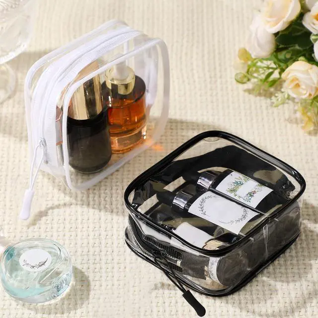Alt view image 2 of 6 - 12 Pcs Classic Colors Clear Cosmetic Makeup Bags with Zipper Tsa Approved Pouches Bulk for Travel Transparent PVC Waterproof Carry Pouches Organizer Case for Men Women