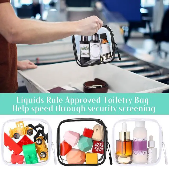 Alt view image 4 of 6 - 12 Pcs Classic Colors Clear Cosmetic Makeup Bags with Zipper Tsa Approved Pouches Bulk for Travel Transparent PVC Waterproof Carry Pouches Organizer Case for Men Women