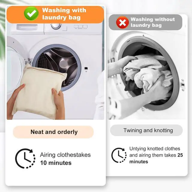 Alt view image 2 of 6 - Medium Durable Organic Cotton Mesh Laundry Bags with Sturdy Zippers and Breathable Mesh are Delicate Laundry Bags for Underwear, Clothes, Pants and Socks