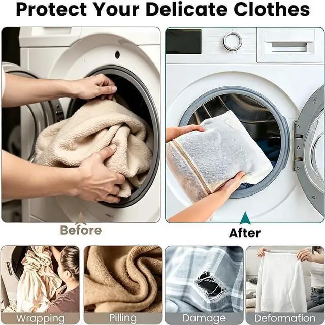 Alt view image 5 of 7 - 100% Cotton Mesh Laundry Bags, Rust-Proof Zipper Wash Bags for Delicates, Natural Undyed Bags for Lingerie, Sweaters and Baby Clothes, Set of 4 (Natural Cotton, XXL × XL × L × M)
