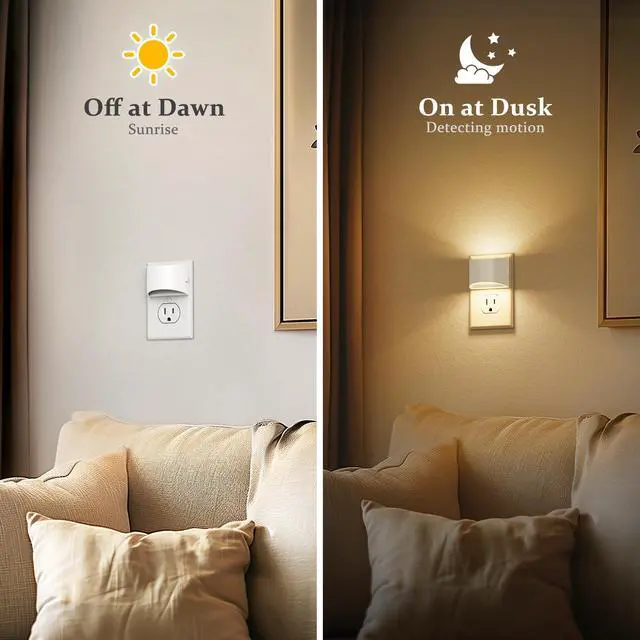 Alt view image 3 of 6 - LED Night Lights Plug into Wall 2 Pack, Automatic Night Light | Dusk to Dawn Sensor Nightlight, 0-100LM Brightness Adjustable Nightlight for Kids Bedroom Hallway Kitchen