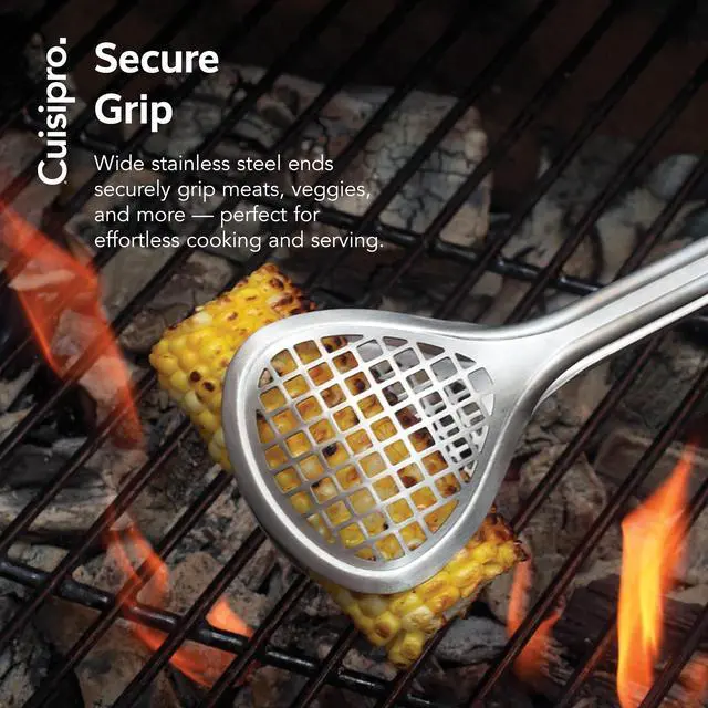 Alt view image 2 of 7 - Stainless Steel Wide Grill/Fry Tongs, 12-Inch