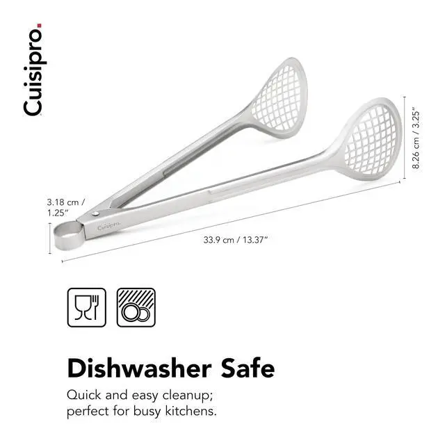 Alt view image 6 of 7 - Stainless Steel Wide Grill/Fry Tongs, 12-Inch