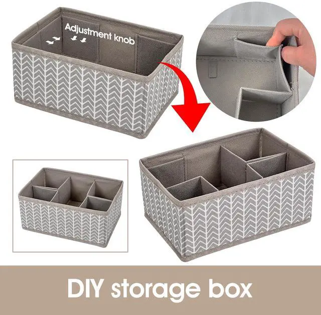 Alt view image 2 of 7 - Cosmetic Storage Bins Makeup Organizer, Adjustable Multifunction Storage Box Desk Drawer Divider for Makeup Brushes, Bathroom Countertop or Dresser, Set of 4 (Grey)