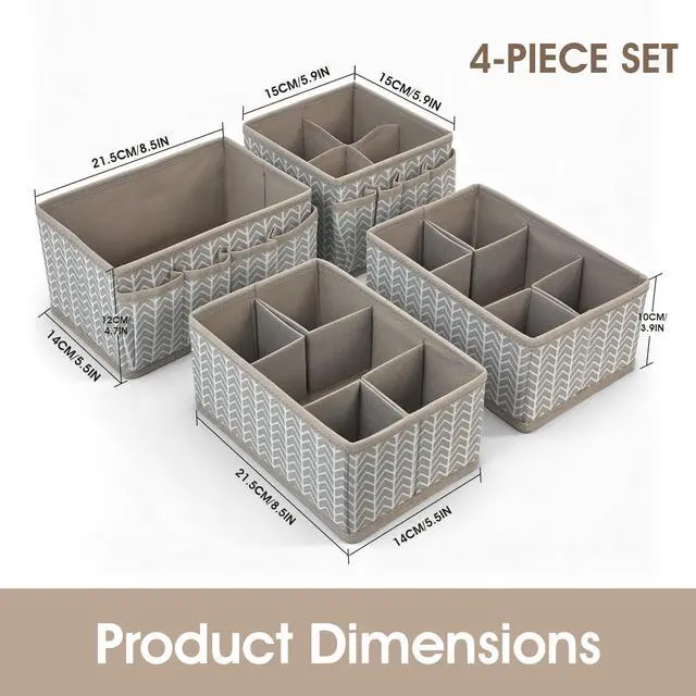 Alt view image 3 of 7 - Cosmetic Storage Bins Makeup Organizer, Adjustable Multifunction Storage Box Desk Drawer Divider for Makeup Brushes, Bathroom Countertop or Dresser, Set of 4 (Grey)