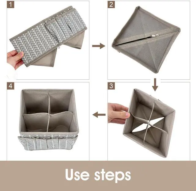 Alt view image 7 of 7 - Cosmetic Storage Bins Makeup Organizer, Adjustable Multifunction Storage Box Desk Drawer Divider for Makeup Brushes, Bathroom Countertop or Dresser, Set of 4 (Grey)