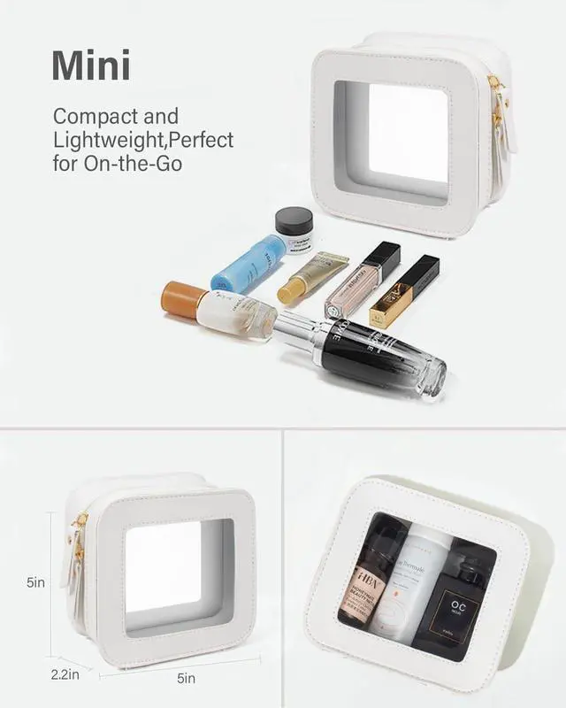 Alt view image 3 of 7 - Clear Makeup Bag Set for Women Portable Clear Make up Bag Cute Waterproof Travel Cosmetic Bag Toiletry Bag for Car Essentials Bag (White)