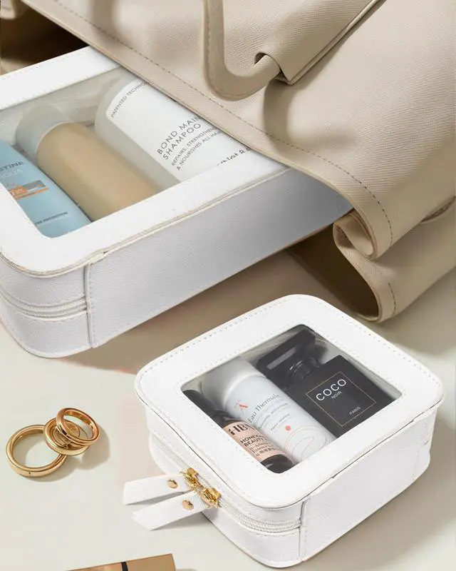 Alt view image 4 of 7 - Clear Makeup Bag Set for Women Portable Clear Make up Bag Cute Waterproof Travel Cosmetic Bag Toiletry Bag for Car Essentials Bag (White)