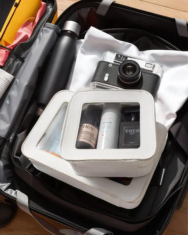 Alt view image 5 of 7 - Clear Makeup Bag Set for Women Portable Clear Make up Bag Cute Waterproof Travel Cosmetic Bag Toiletry Bag for Car Essentials Bag (White)