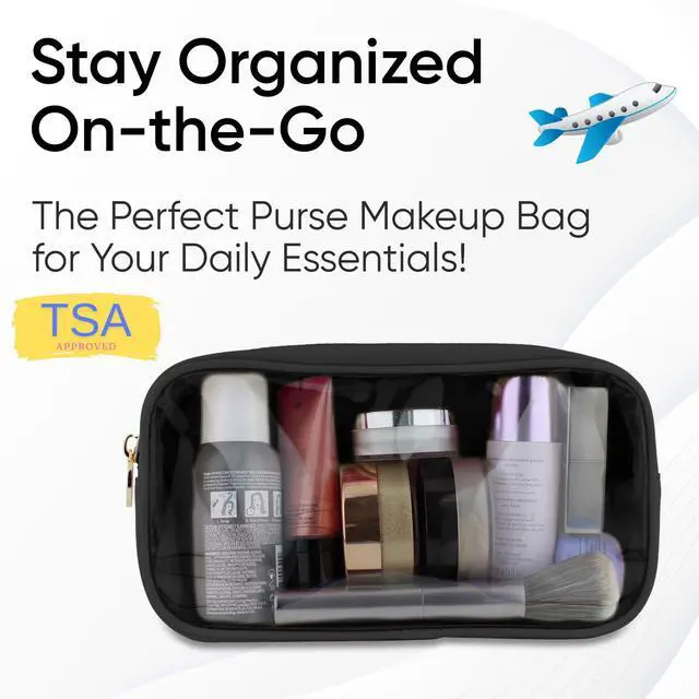 Alt view image 4 of 6 - Clear Makeup Bag Mini Makeup Bag for Purse Mini Pouch Purse Clear Pouch Small Cosmetic Travel Case Travel Cosmetic Case (Small, Black)