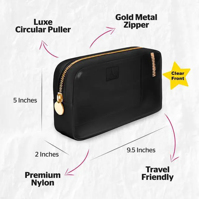 Alt view image 3 of 6 - Clear Makeup Bag Mini Makeup Bag for Purse Mini Pouch Purse Clear Pouch Small Cosmetic Travel Case Travel Cosmetic Case (Small, Black)