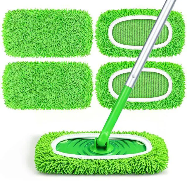 Main image of Reusable Microfiber Mop Pads Compatible with Sweeper Mop, Dry & Wet Sweeping Cloths, Washable Wet Pads Refill for Multi-Surface/Hardwood Floor Cleaning, Pack of 4