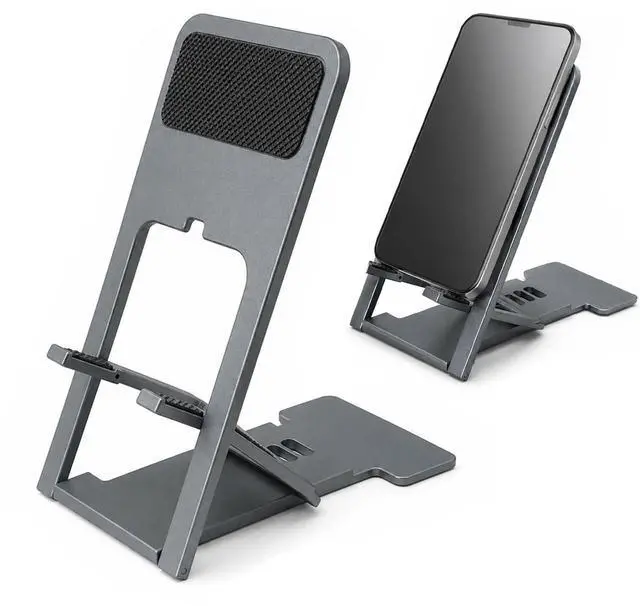 Main image of Portable Phone Stand,Tablet Stand,Travel Phone Stand,Foldable Phone Stand Compatible with iPad mini/Air, Samsung Galaxy Tab, Kindle Fire, Steam Deck, Switch 2, Rog Ally, iPhone and Other Tablets-Gray