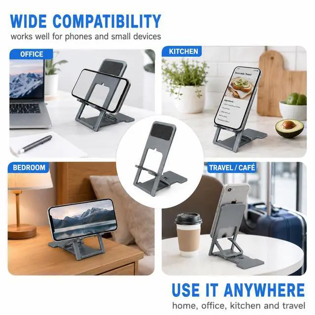 Alt view image 2 of 6 - Portable Phone Stand,Tablet Stand,Travel Phone Stand,Foldable Phone Stand Compatible with iPad mini/Air, Samsung Galaxy Tab, Kindle Fire, Steam Deck, Switch 2, Rog Ally, iPhone and Other Tablets-Gray
