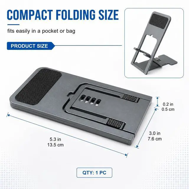 Alt view image 3 of 6 - Portable Phone Stand,Tablet Stand,Travel Phone Stand,Foldable Phone Stand Compatible with iPad mini/Air, Samsung Galaxy Tab, Kindle Fire, Steam Deck, Switch 2, Rog Ally, iPhone and Other Tablets-Gray