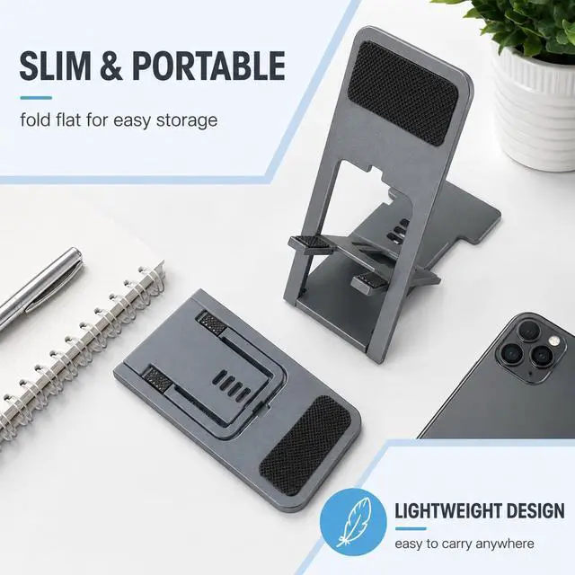 Alt view image 4 of 6 - Portable Phone Stand,Tablet Stand,Travel Phone Stand,Foldable Phone Stand Compatible with iPad mini/Air, Samsung Galaxy Tab, Kindle Fire, Steam Deck, Switch 2, Rog Ally, iPhone and Other Tablets-Gray