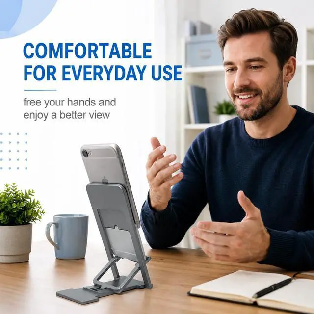 Alt view image 6 of 6 - Portable Phone Stand,Tablet Stand,Travel Phone Stand,Foldable Phone Stand Compatible with iPad mini/Air, Samsung Galaxy Tab, Kindle Fire, Steam Deck, Switch 2, Rog Ally, iPhone and Other Tablets-Gray