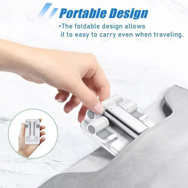 Alt view image 4 of 6 - Adjustable Cell Phone Stand,Phone Stand,iPhone Holder for Desk,Height Adjustable Cell Phone Holder Portable Cellphone Cradle Desktop Dock Stand for Smart Phones,iPad Tablet and E-Reader
