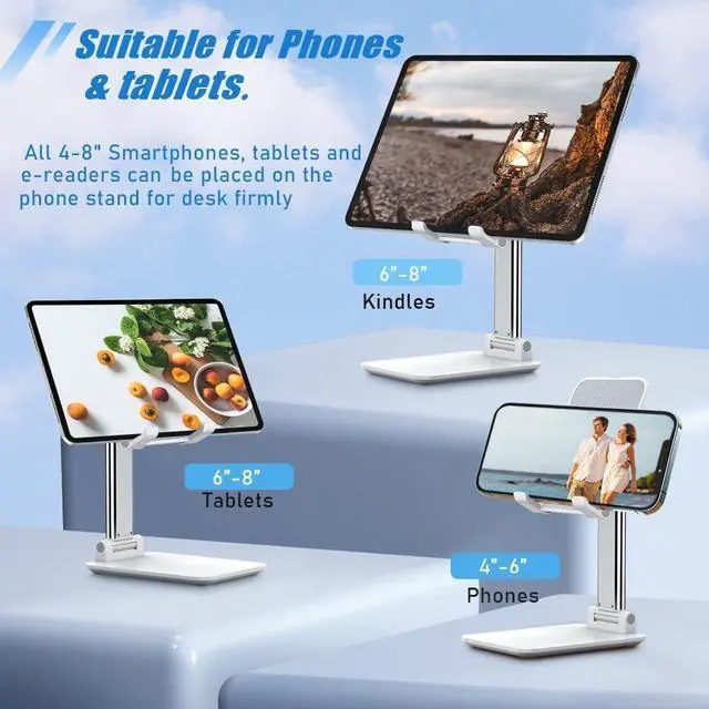 Alt view image 5 of 6 - Adjustable Cell Phone Stand,Phone Stand,iPhone Holder for Desk,Height Adjustable Cell Phone Holder Portable Cellphone Cradle Desktop Dock Stand for Smart Phones,iPad Tablet and E-Reader