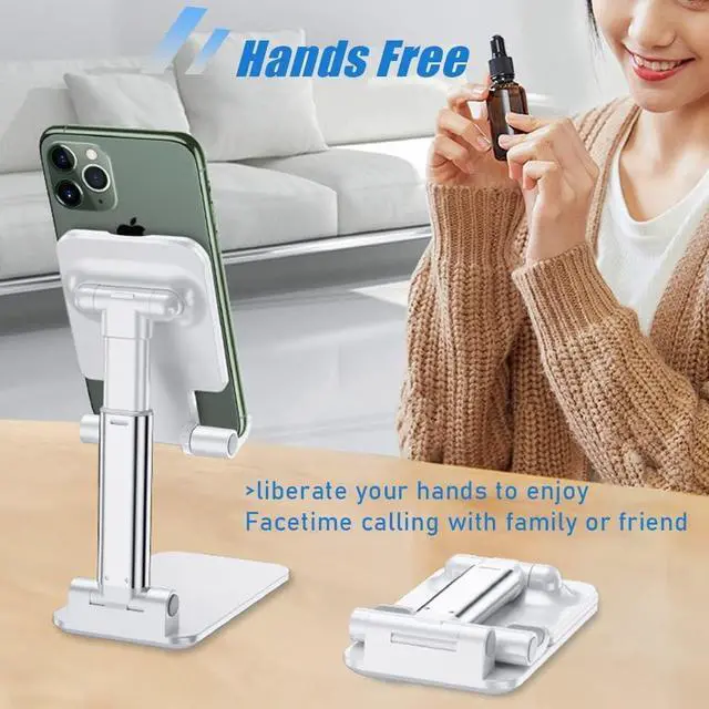 Alt view image 6 of 6 - Adjustable Cell Phone Stand,Phone Stand,iPhone Holder for Desk,Height Adjustable Cell Phone Holder Portable Cellphone Cradle Desktop Dock Stand for Smart Phones,iPad Tablet and E-Reader