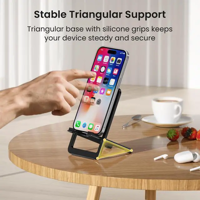 Alt view image 6 of 7 - Phone Stand for Desk Foldable Desktop Holder Adjustable Phone Mount | Portable Tabletop Nightstand Recording Holder for iPhone 17 16 15 Pro Max iPad mini Galaxy S25 S24 Kindle Fire and Paperwhite