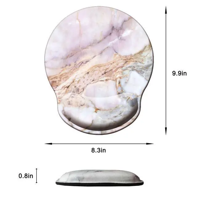 Alt view image 6 of 7 - Pad with Wrist Support, Ergonomic Mouse Pad with Memory Foam Wrist Rest Cushion, Non-Slip Rubber Base Gaming Mice Pad for Home Office Computer Laptop, White Marble